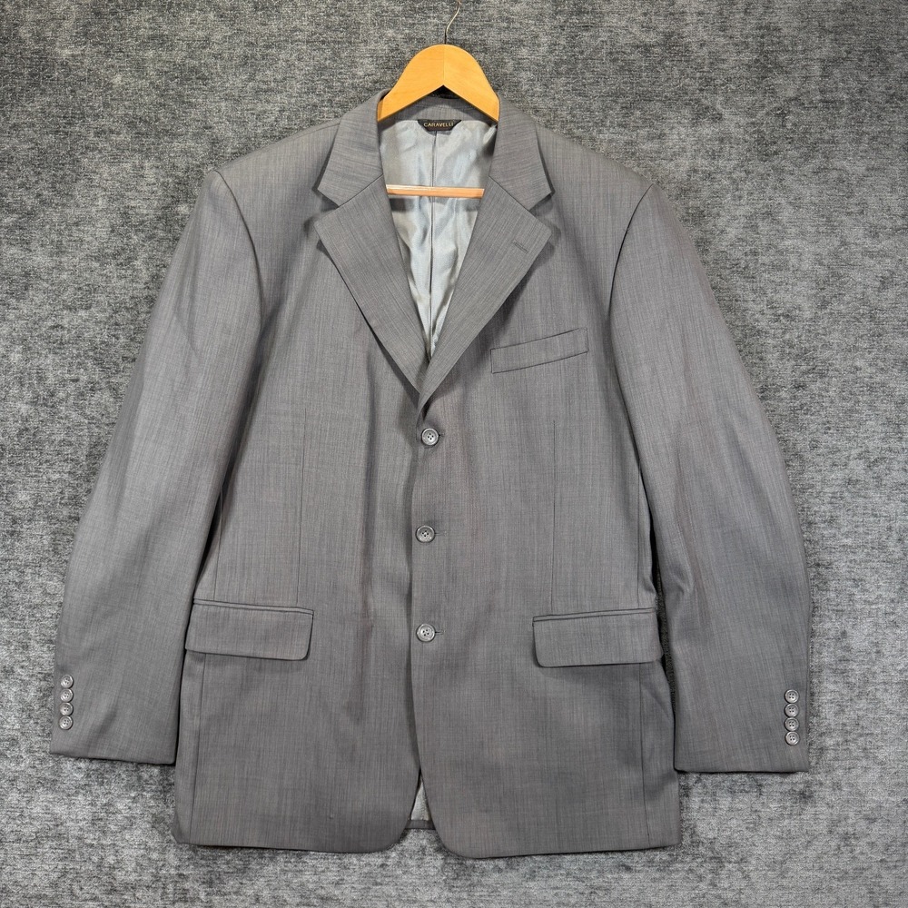 Caravelli Superior 150s Wool Blend‎ Blazer Mens 44R Gray Sport Coat